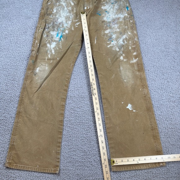 Dickies Carpenter Pants Mens 36x34 Tan Paint Splatter Work Utility Duck Canvas - Picture 4 of 7